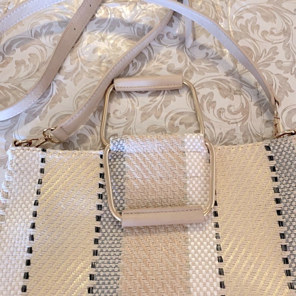 Crossbody Handbag or Tote Multicolor & Metal Handle Removable Strap Gorgeous - Picture 4 of 8